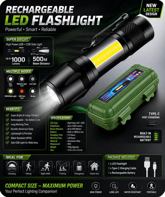 Rechargeable Emergency LED FlashLight